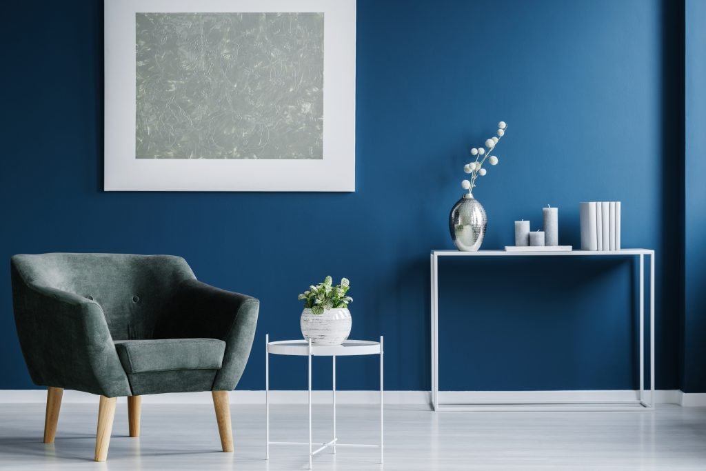 Modern room with blue wall decor Painting Services in Mooresville